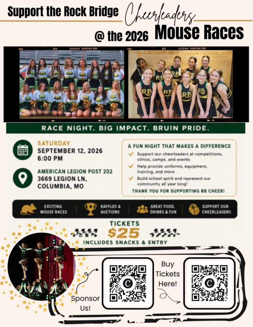 2026 Mouse Races flyer for Rock Bridge Cheer